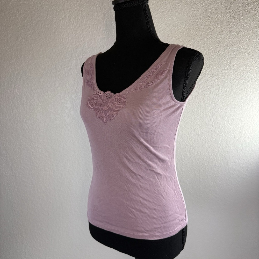 Ann Taylor Tank Womens Size S Pink Y2K Coquette 74% Silk, 26% Cotton